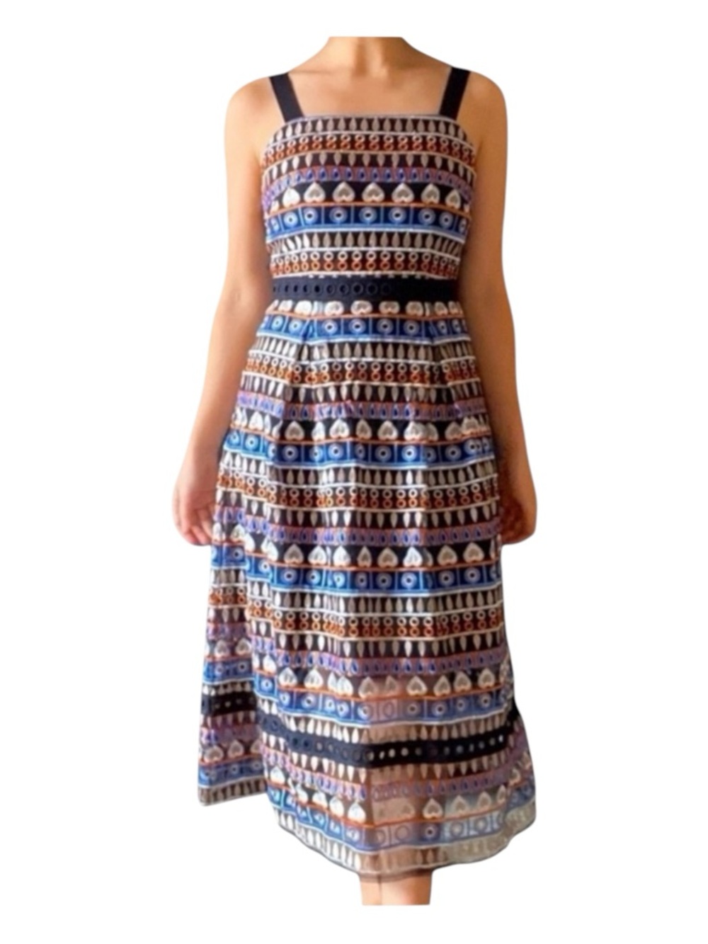 ANTONIO MELANI Gwynn Embroidered Midi Dress, Size 6.